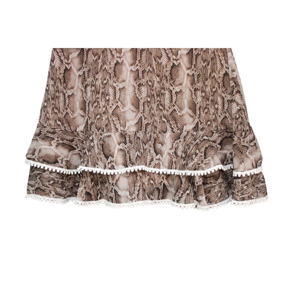 En Saison Mini Skort Size Large Snake Skin Print Tiered Ruffle Flowy Chiffon Y2K - Picture 9 of 12